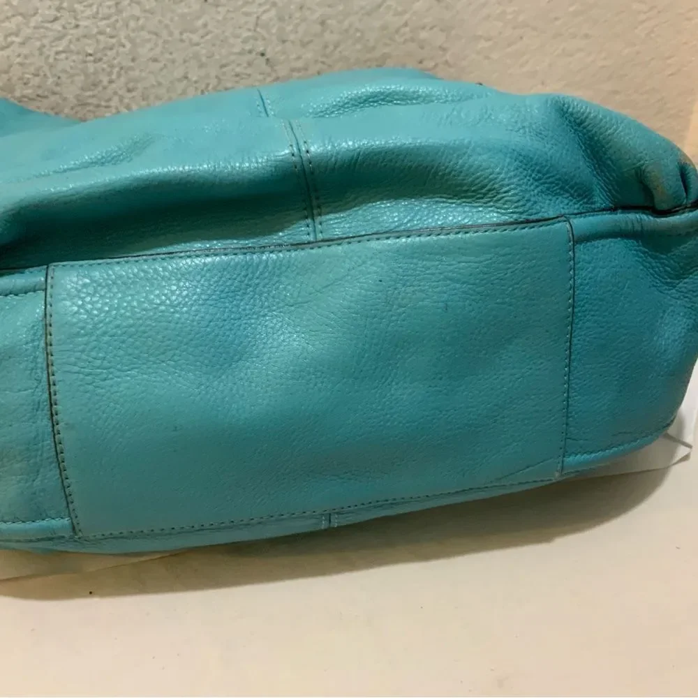 Coach F23309 Avery Leather‎ Hobo in Silver/ Turquoise.